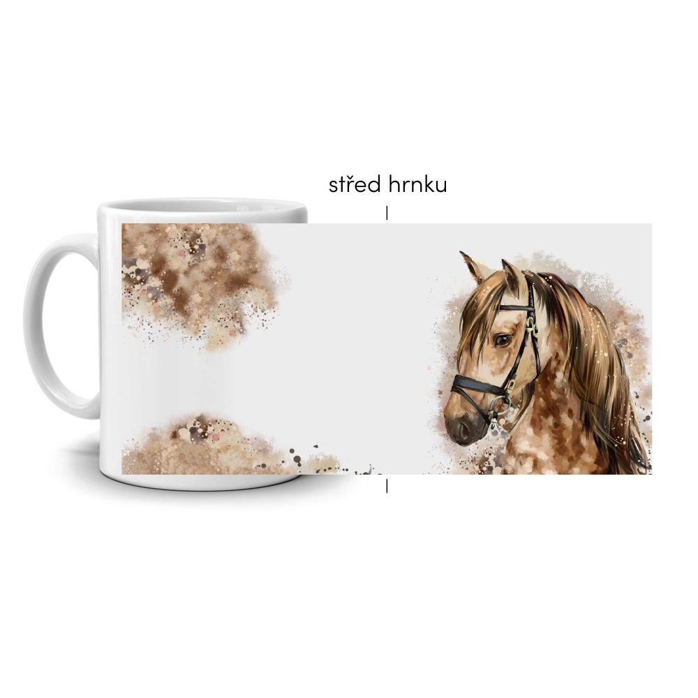 Fehér kerámia bögre 330ml képpel - akvarell ló