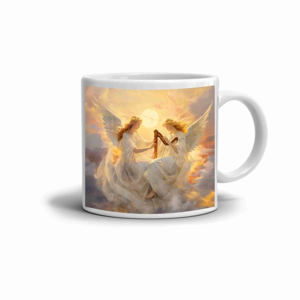 Fehér kerámia bögre 330ml képpel - angyalok a felhők