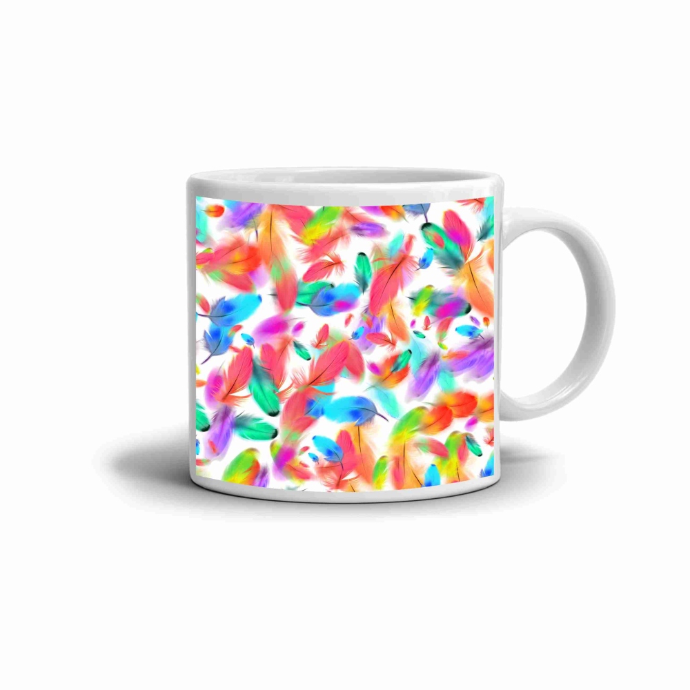 Fehér kerámia bögre 330ml képpel - színes tollak