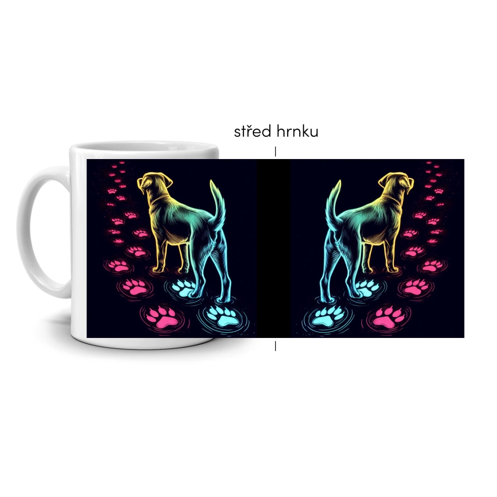 Fehér kerámia bögre 330ml képpel - színes kutyaösvény