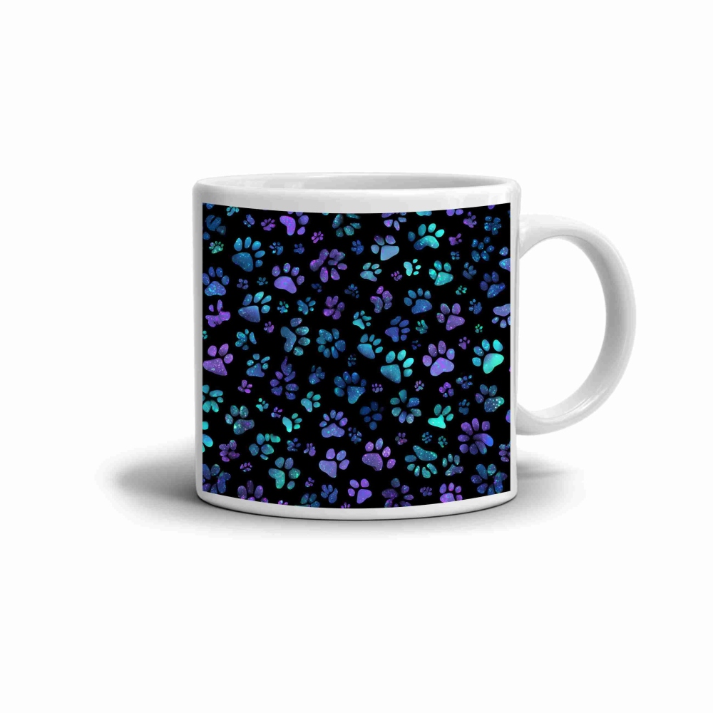 Fehér kerámia bögre 330ml képpel - színes mancsok