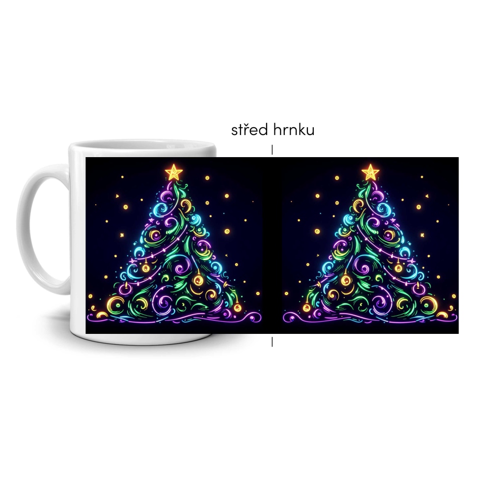 Fehér kerámia bögre 330ml képpel - színes világosfa