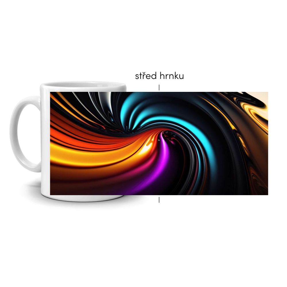 Fehér kerámia bögre 330ml képpel - színes energiaörvény