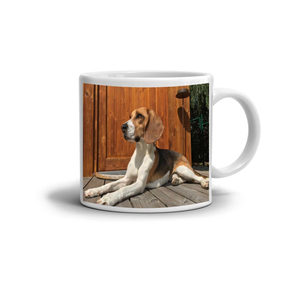 Fehér kerámia bögre 330ml képpel - Beagle