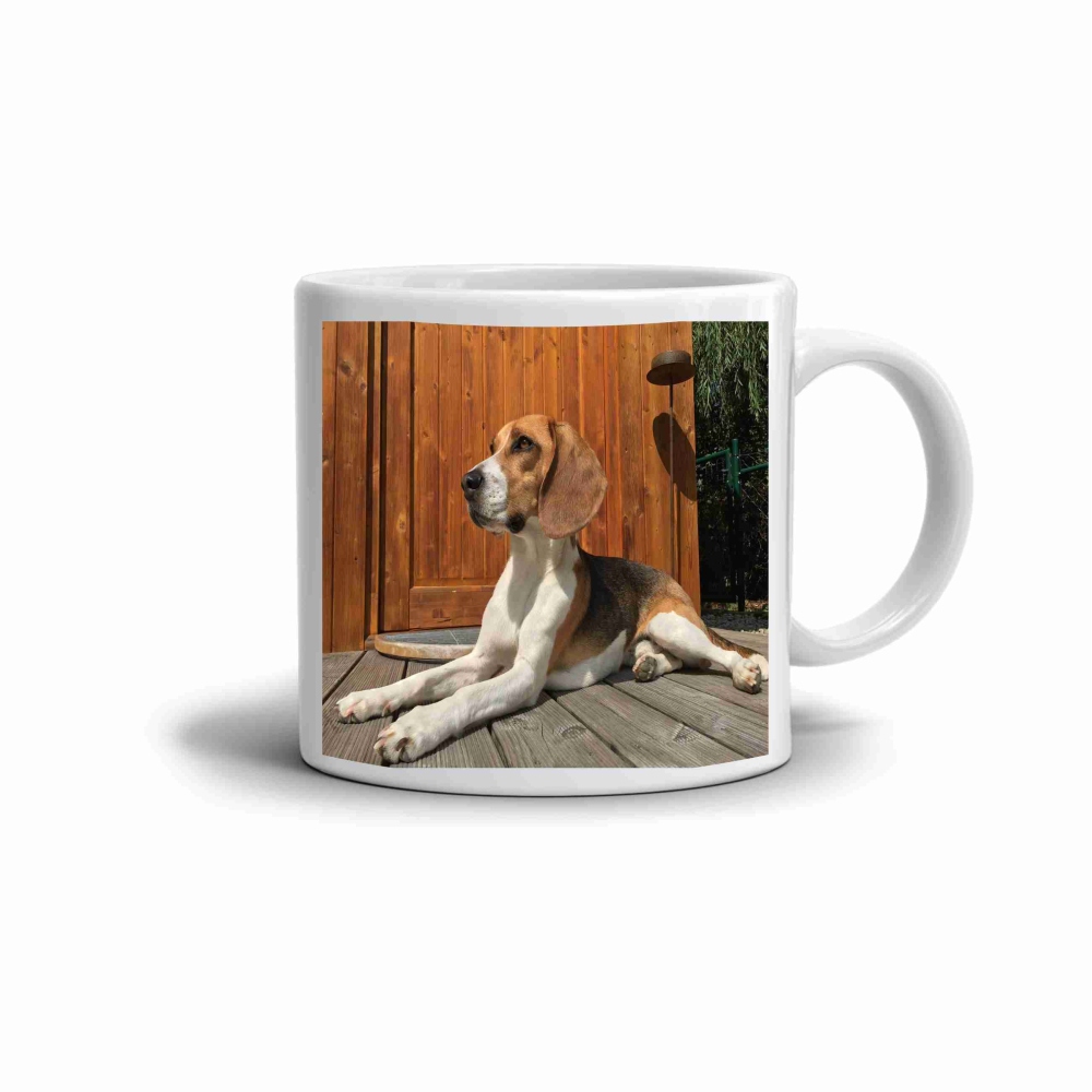 Fehér kerámia bögre 330ml képpel - Beagle