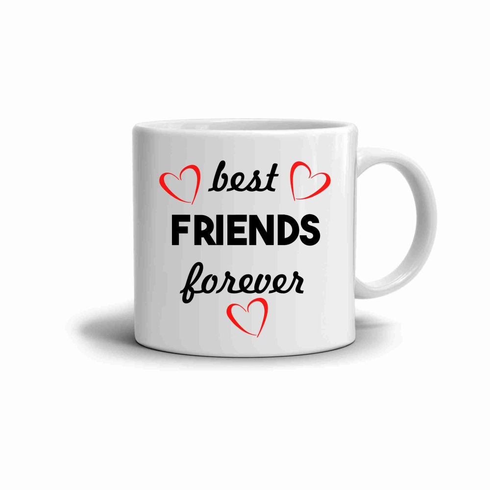 Fehér kerámia bögre 330ml képpel - legjobb barátok örökre