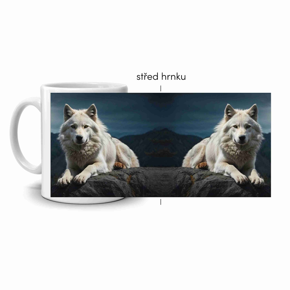 Fehér kerámia bögre 330ml képpel - Fehér Farkas 2