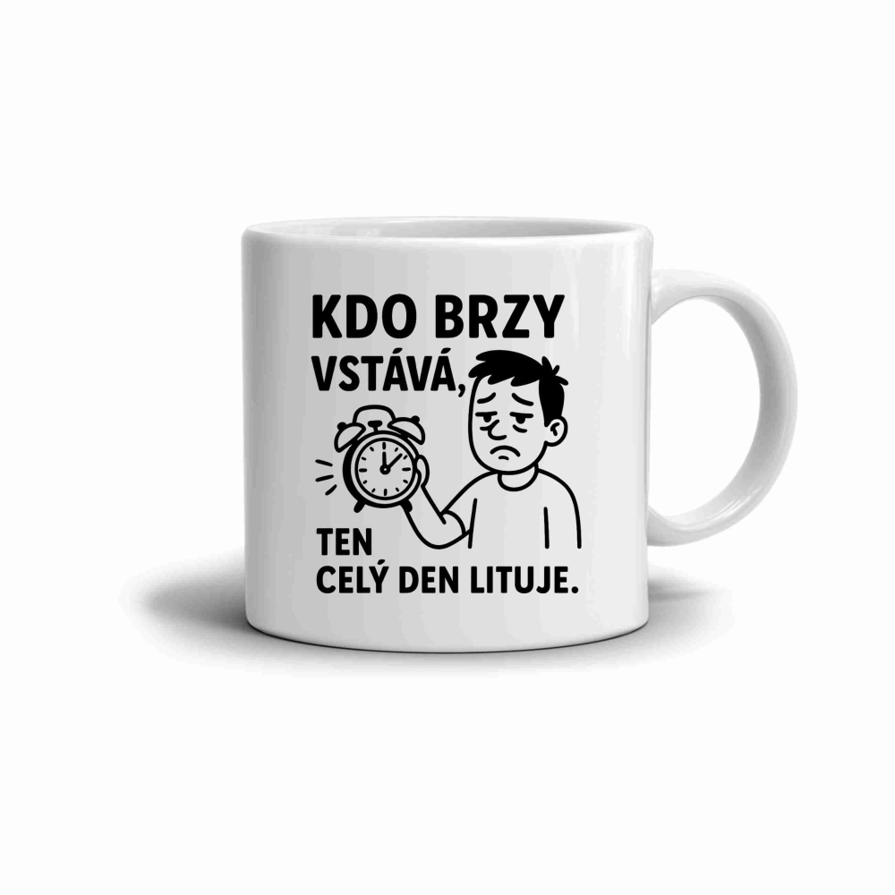 Fehér kerámia bögre 330ml képpel - idézet korán kelő