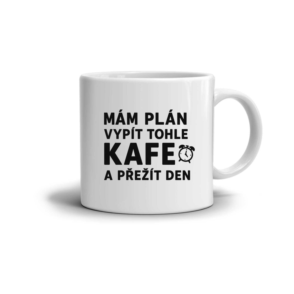 Fehér kerámia bögre 330ml képpel - kávé idézet 1