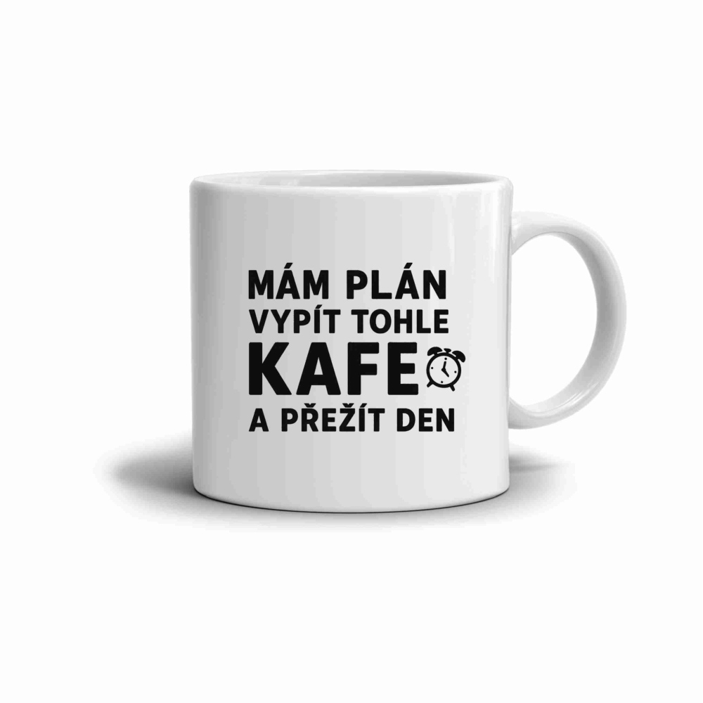 Fehér kerámia bögre 330ml képpel - kávé idézet 1