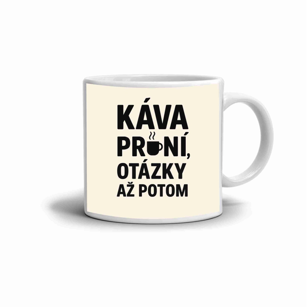 Fehér kerámia bögre 330ml képpel - kávé idézet 3