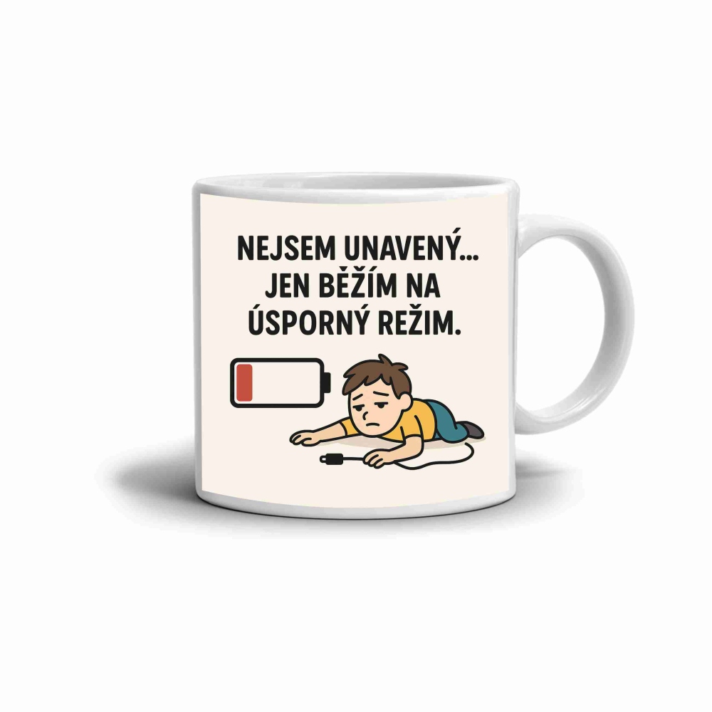 Fehér kerámia bögre 330ml képpel - idézet Nem vagyok fáradt