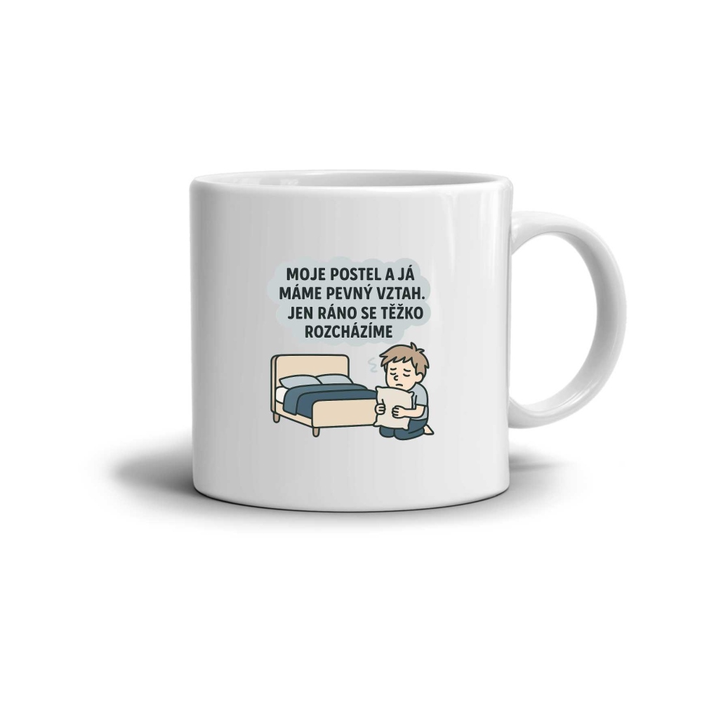 Fehér kerámia bögre 330ml képpel - idézet az ágy és én