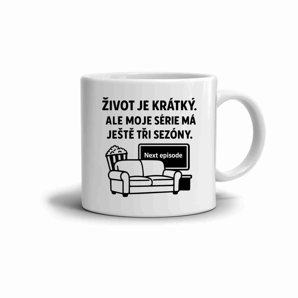 Fehér kerámia bögre 330ml képpel - idézet az élet rövid