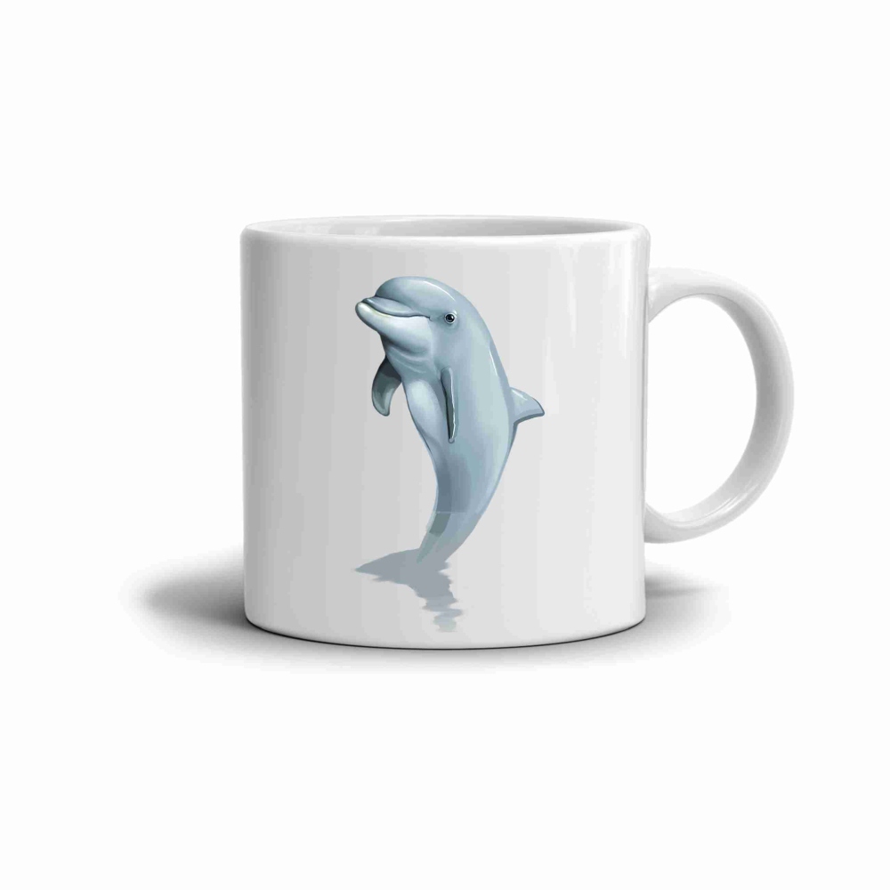Fehér kerámia bögre 330ml képpel - delfin 2