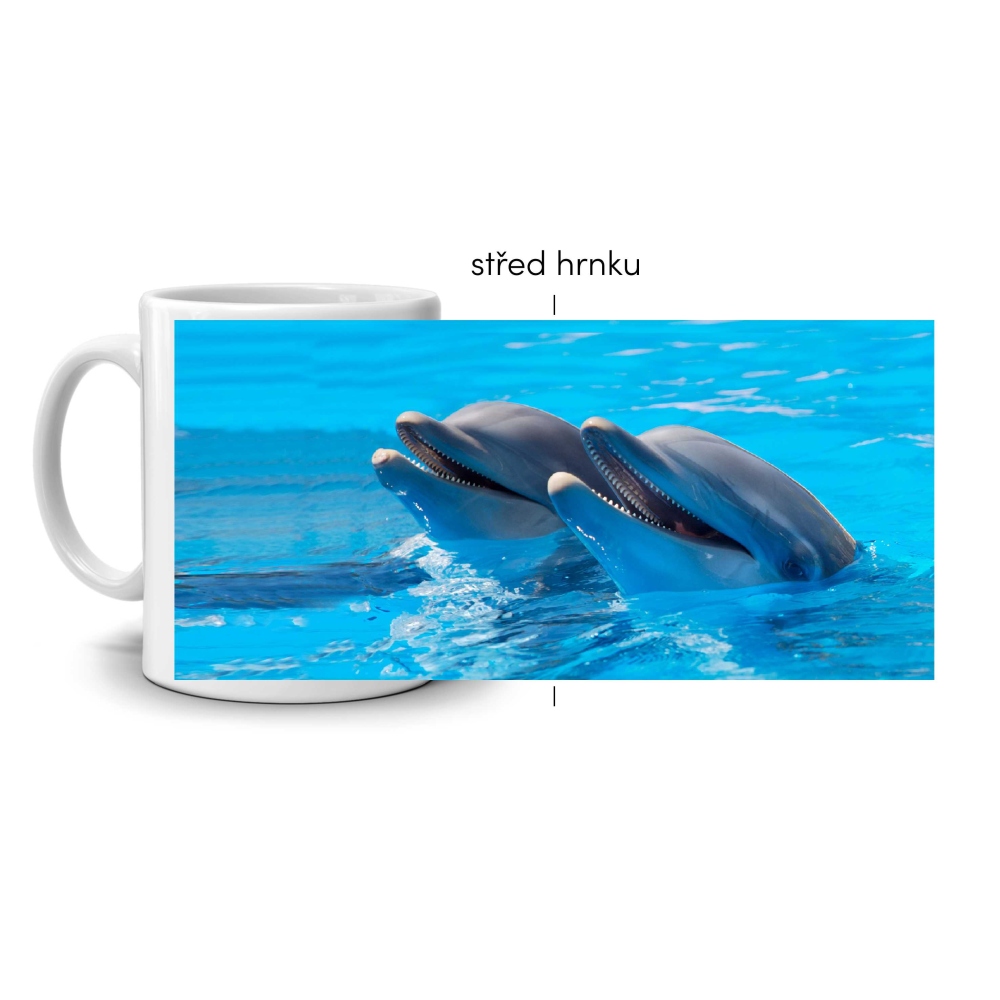 Fehér kerámia bögre 330ml képpel - delfin mosoly