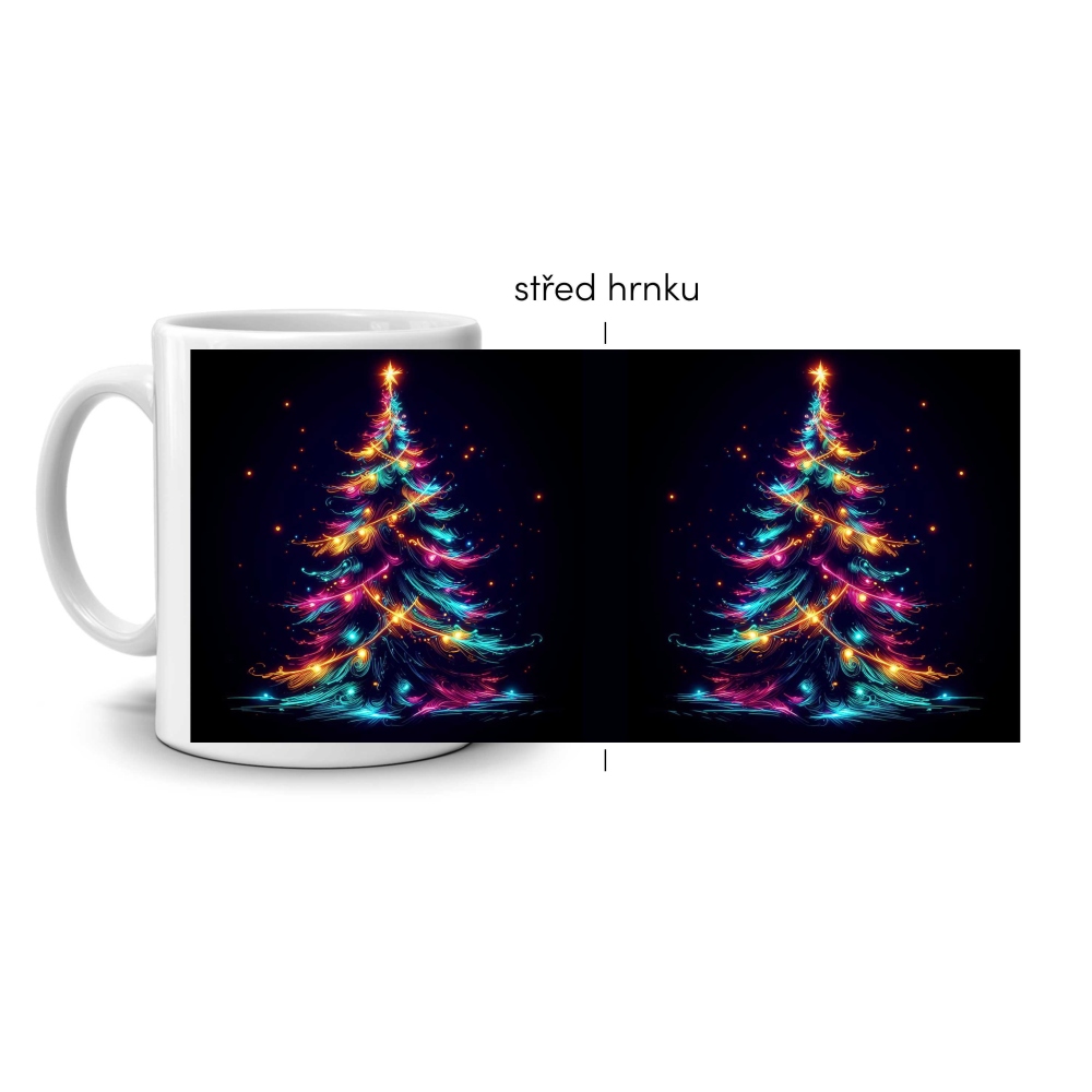 Fehér kerámia bögre 330ml képpel - szivárványos világosfa