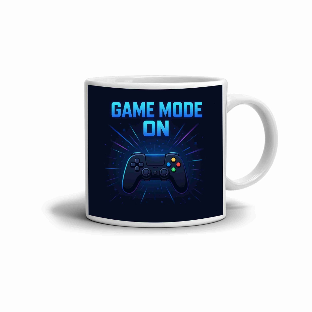 Fehér kerámia bögre 330ml képpel - játék mód