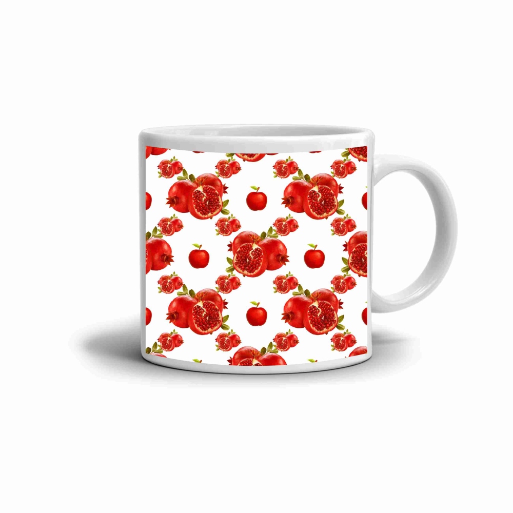 Fehér kerámia bögre 330ml képpel - gránátalmák