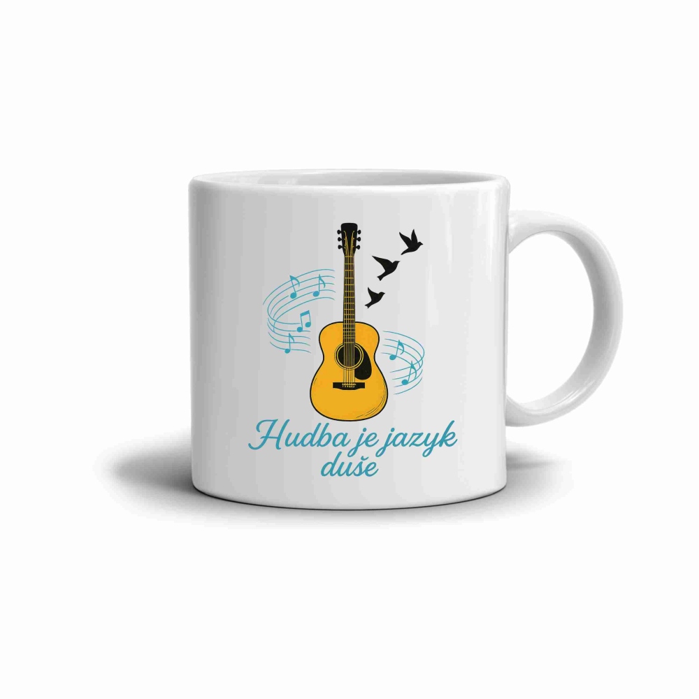 Fehér kerámia bögre 330ml képpel - a zene a lélek nyelve