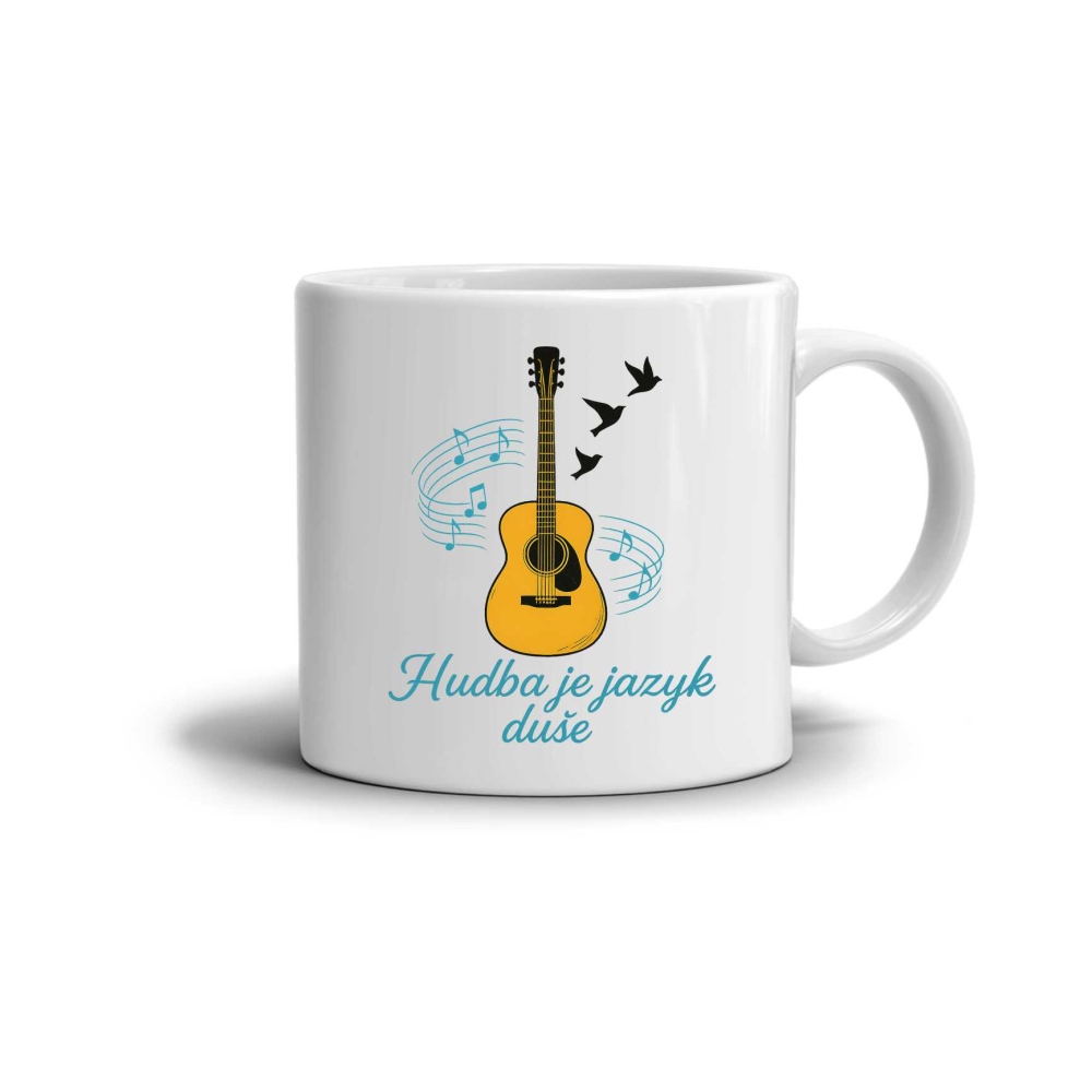 Fehér kerámia bögre 330ml képpel - a zene a lélek nyelve