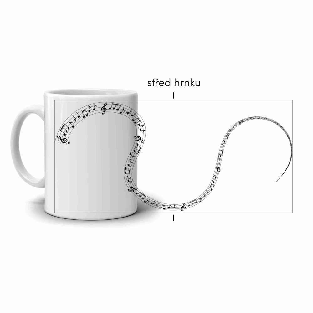 Fehér kerámia bögre 330ml képpel - hangjegyek