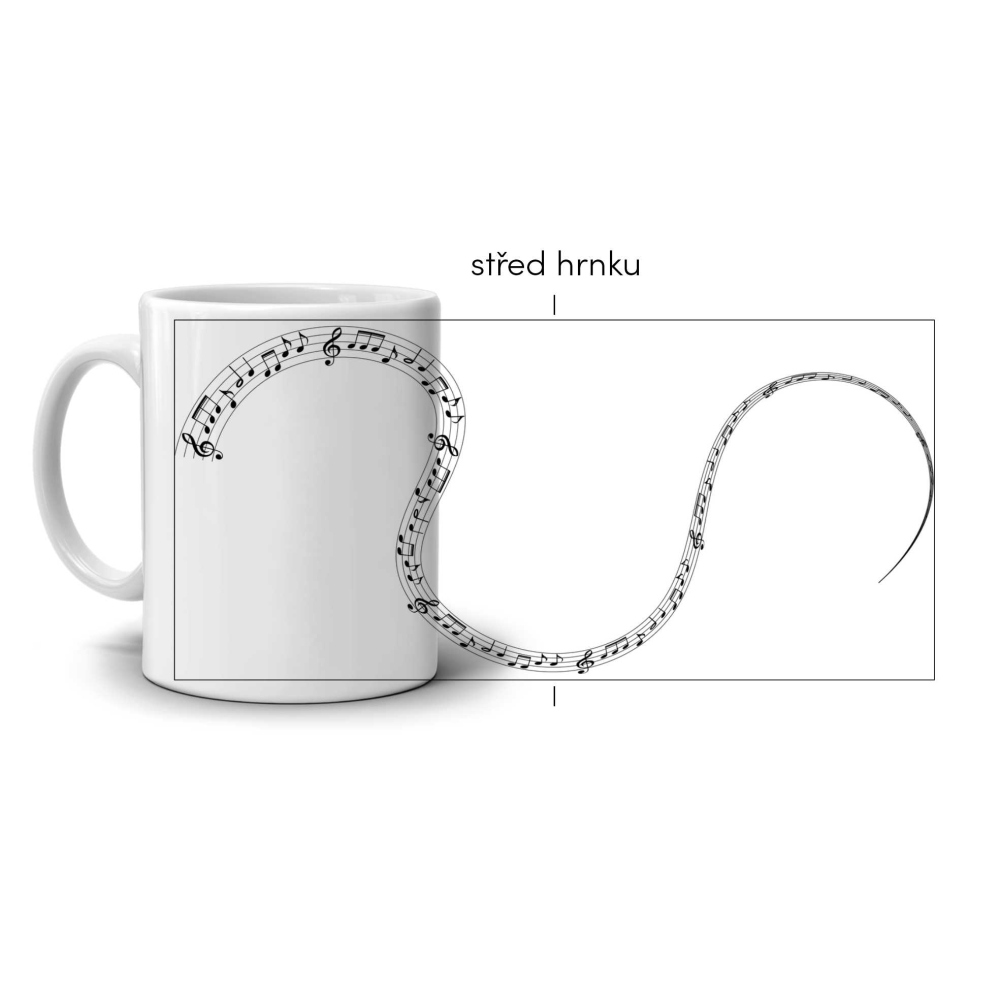 Fehér kerámia bögre 330ml képpel - hangjegyek