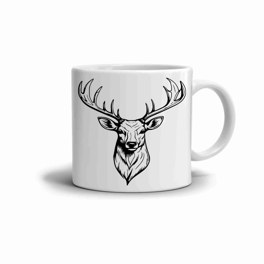 Fehér kerámia bögre 330ml képpel - szarvas 2