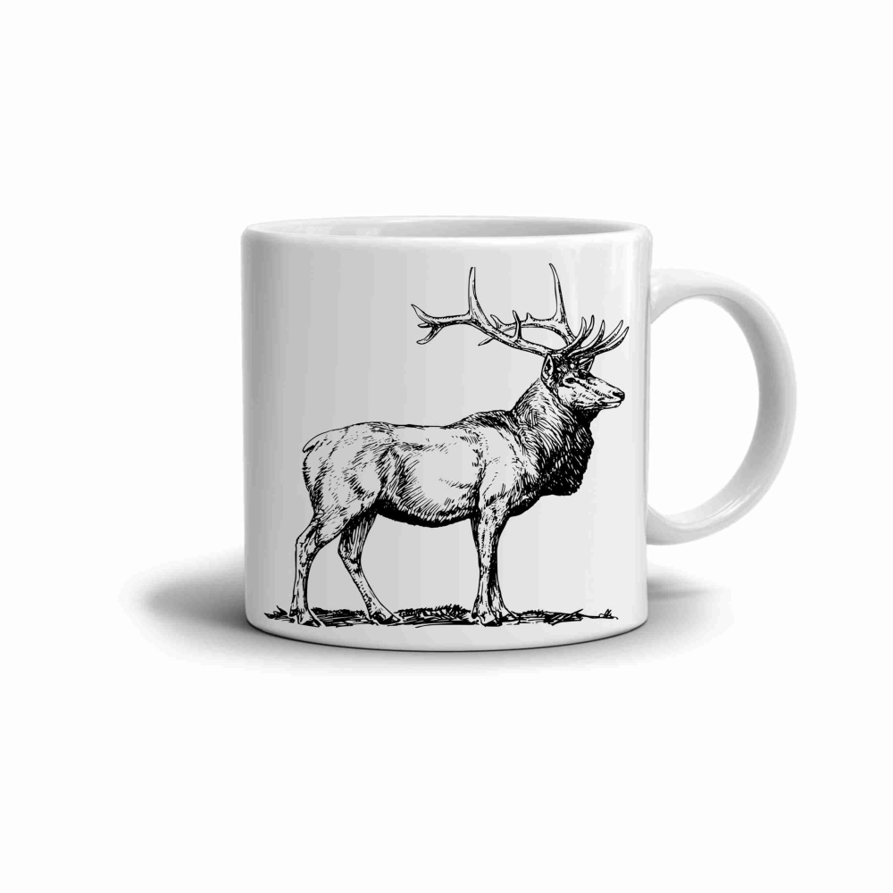 Fehér kerámia bögre 330ml képpel - szarvas 3