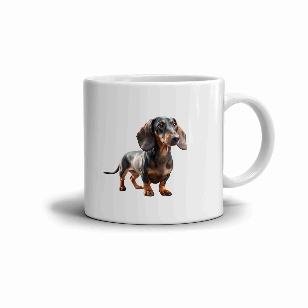 Fehér kerámia bögre 330ml képpel - tacskó 2