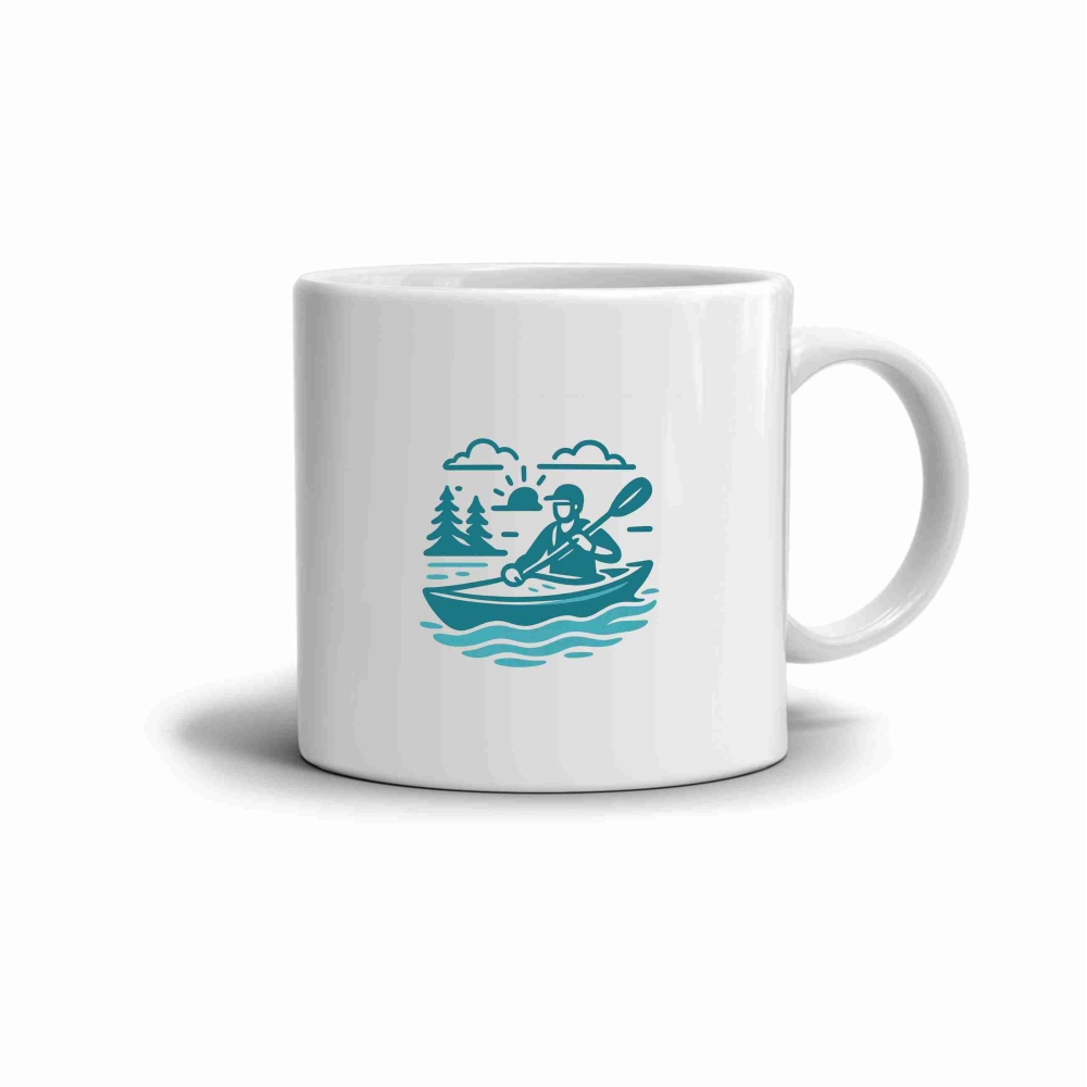 Fehér kerámia bögre 330ml képpel - kajak