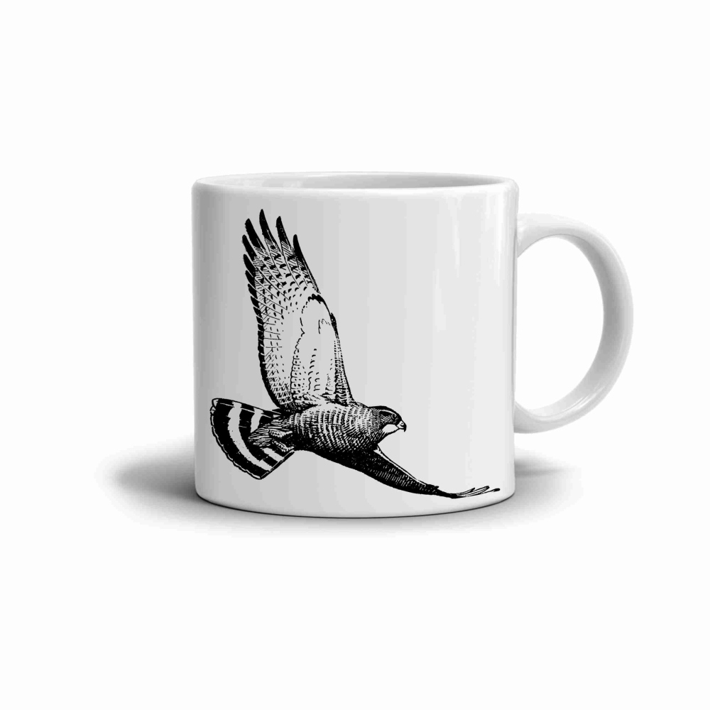 Fehér kerámia bögre 330ml képpel - ölyv