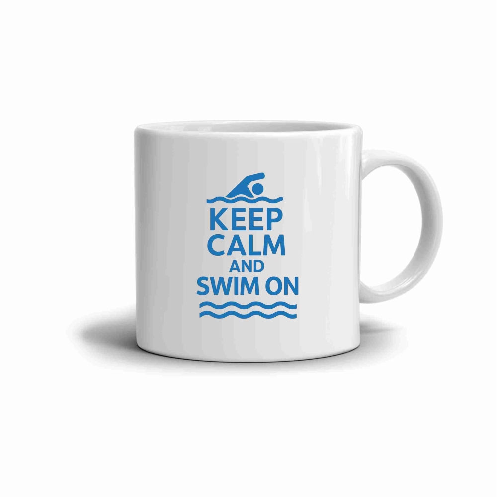 Fehér kerámia bögre 330ml képpel - maradj nyugodt