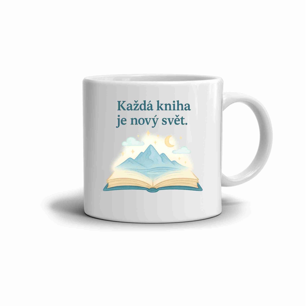 Fehér kerámia bögre 330ml képpel - könyv és világ