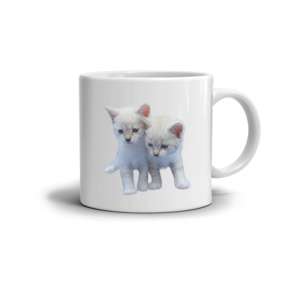 Fehér kerámia bögre 330ml képpel - Kiscicák