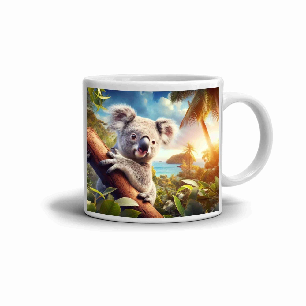 Fehér kerámia bögre 330ml képpel - koala a trópusi paradicsomban