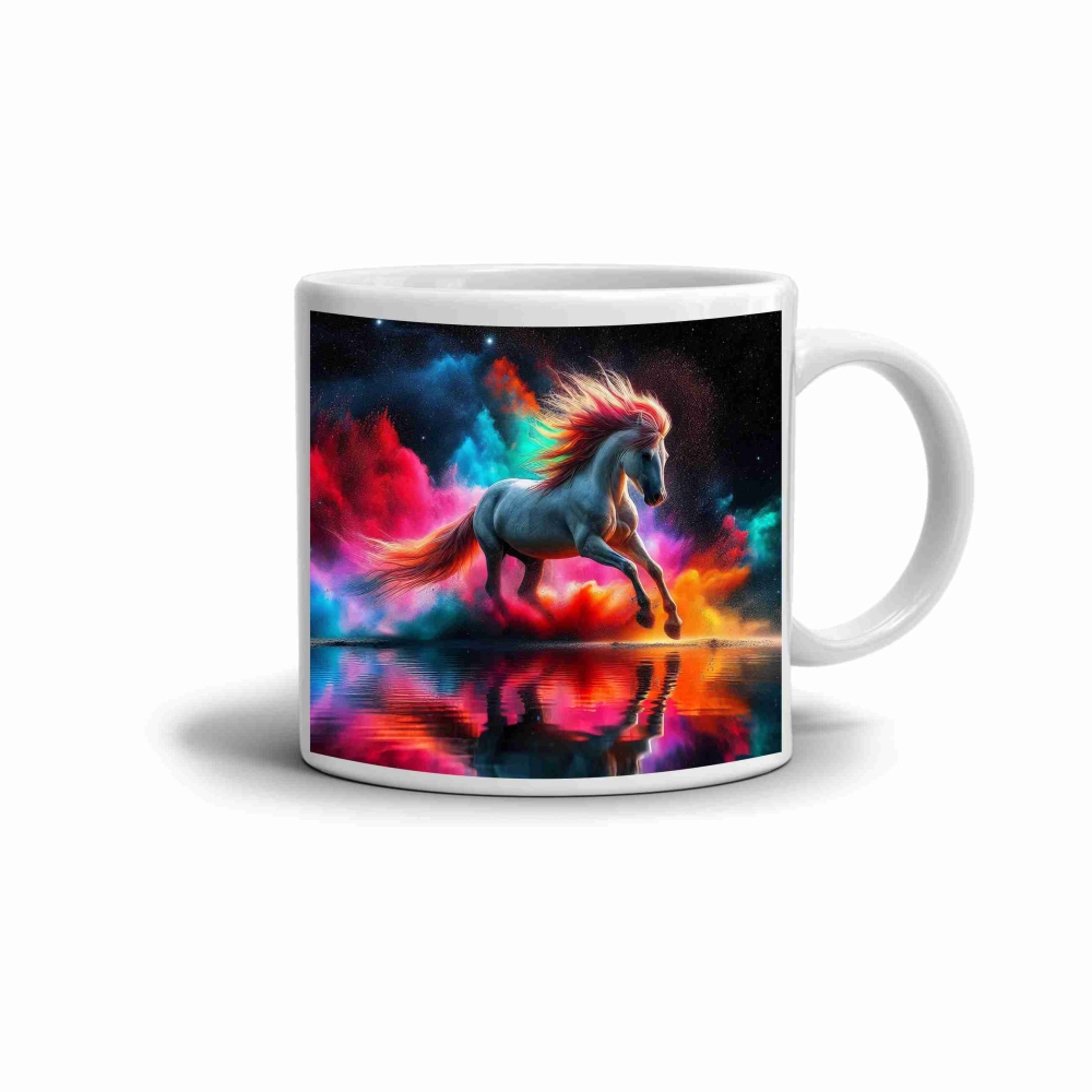 Fehér kerámia bögre 330ml képpel - ló a színek között