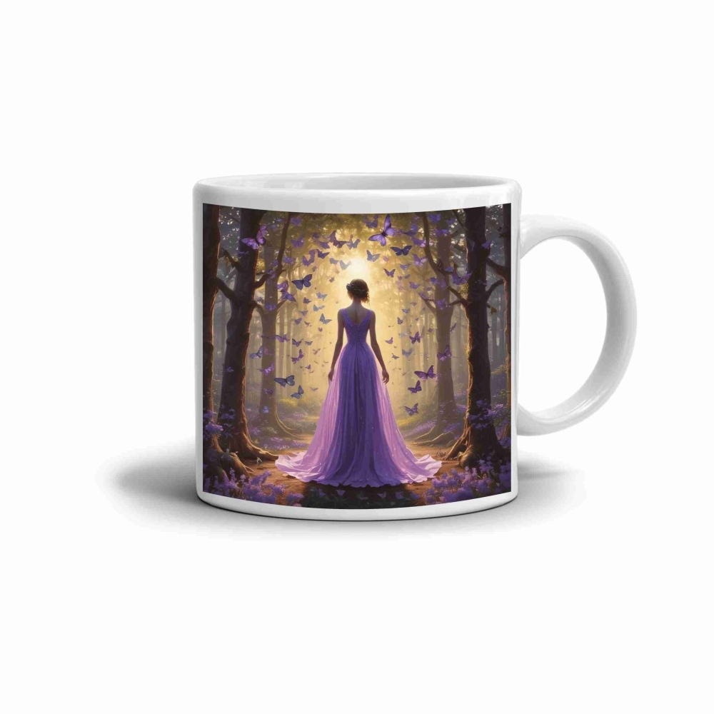 Fehér kerámia bögre 330ml képpel - erdei hercegnő