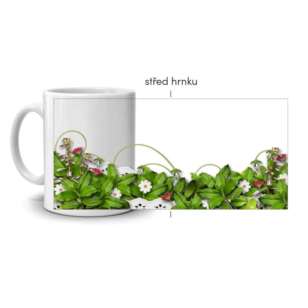 Fehér kerámia bögre 330ml képpel - virágzó rét