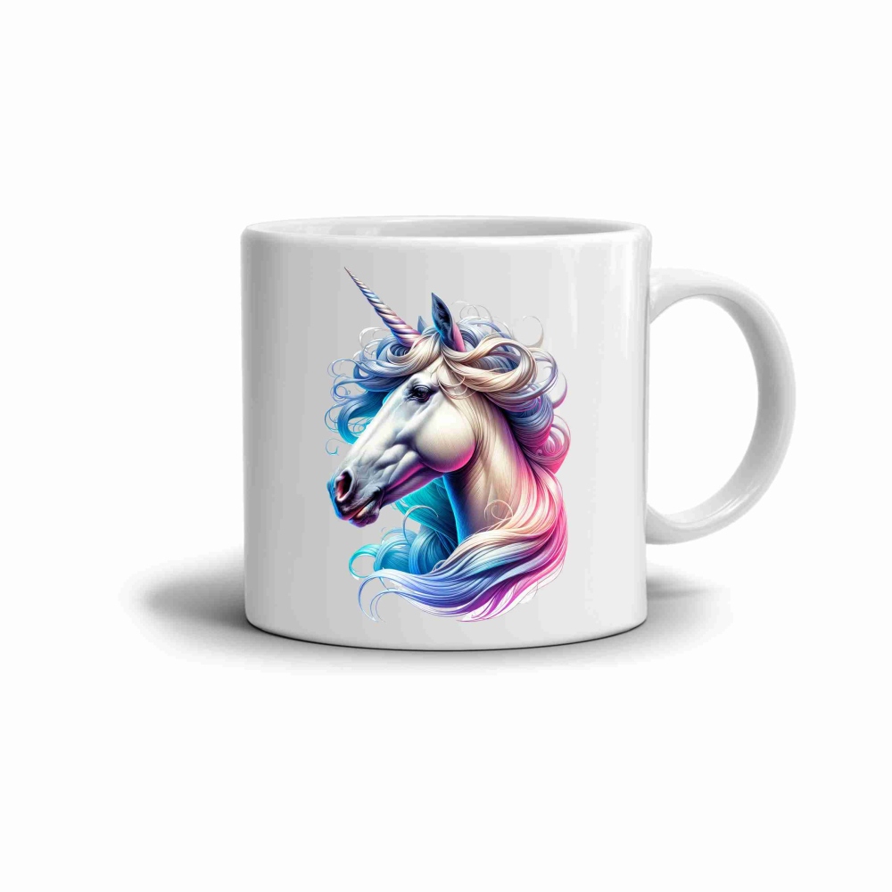 Fehér kerámia bögre 330ml képpel - varázslatos unikornis