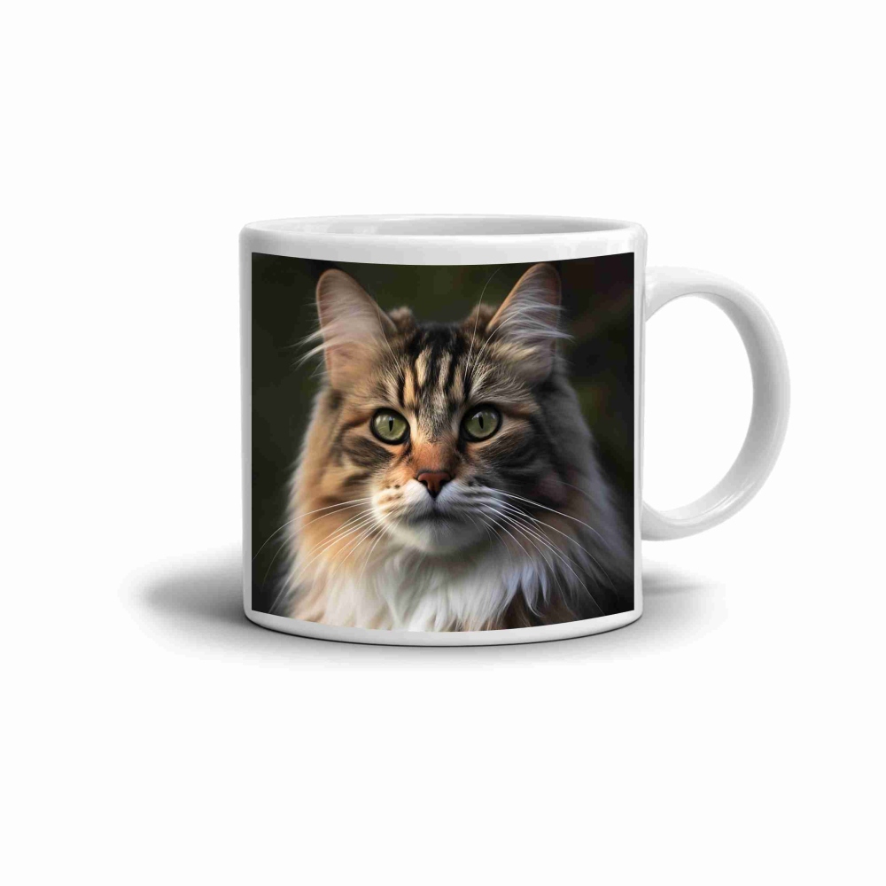 Fehér kerámia bögre 330ml képpel - Maine coon macska