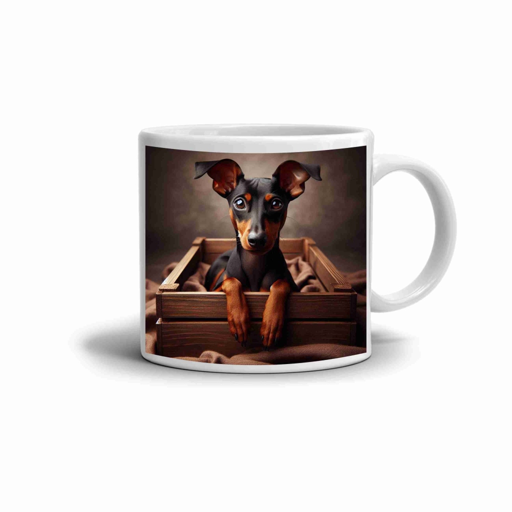 Fehér kerámia bögre 330ml képpel - kicsi elegáns ládában