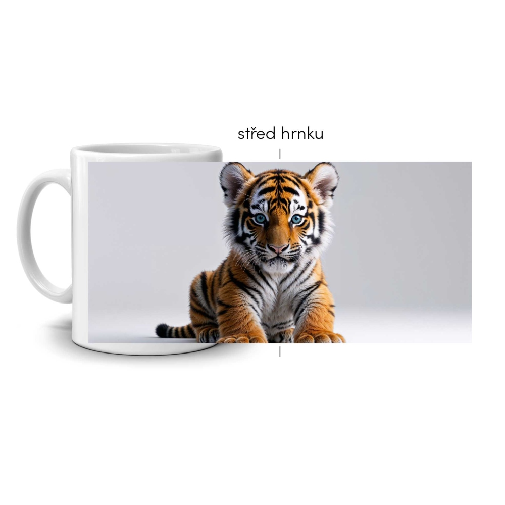 Fehér kerámia bögre 330ml képpel - kis tigris