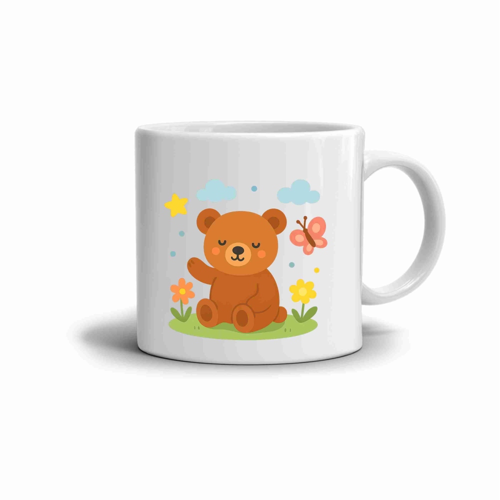 Fehér kerámia bögre 330ml képpel - mackó