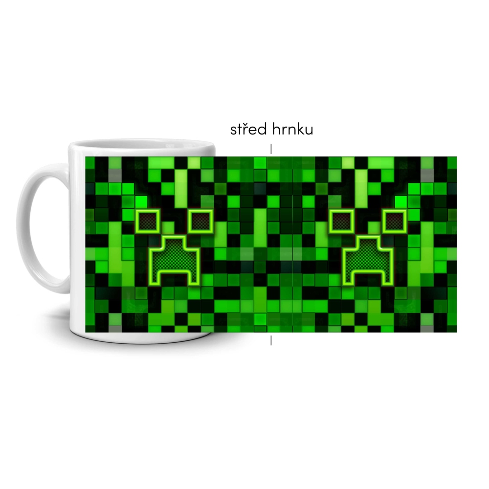 Fehér kerámia bögre 330ml képpel - minecraft