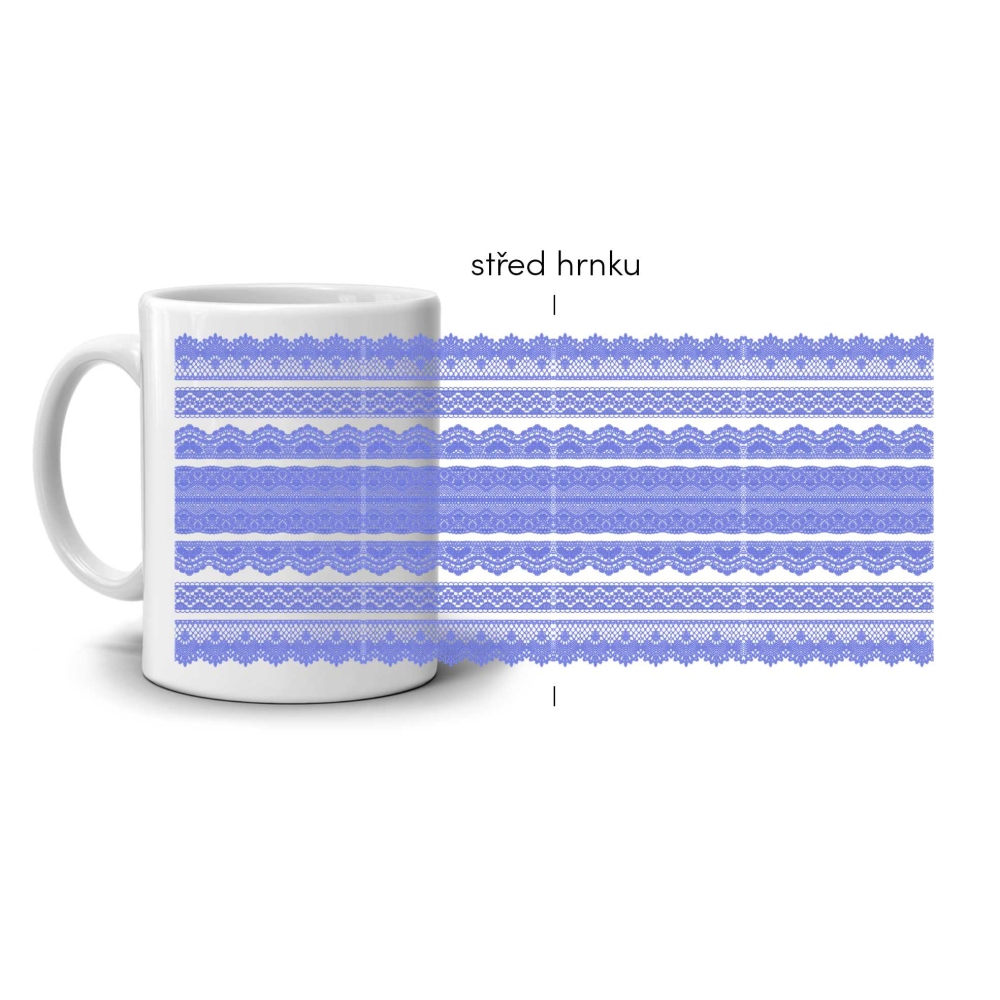 Fehér kerámia bögre 330ml képpel - kék csipkeminta