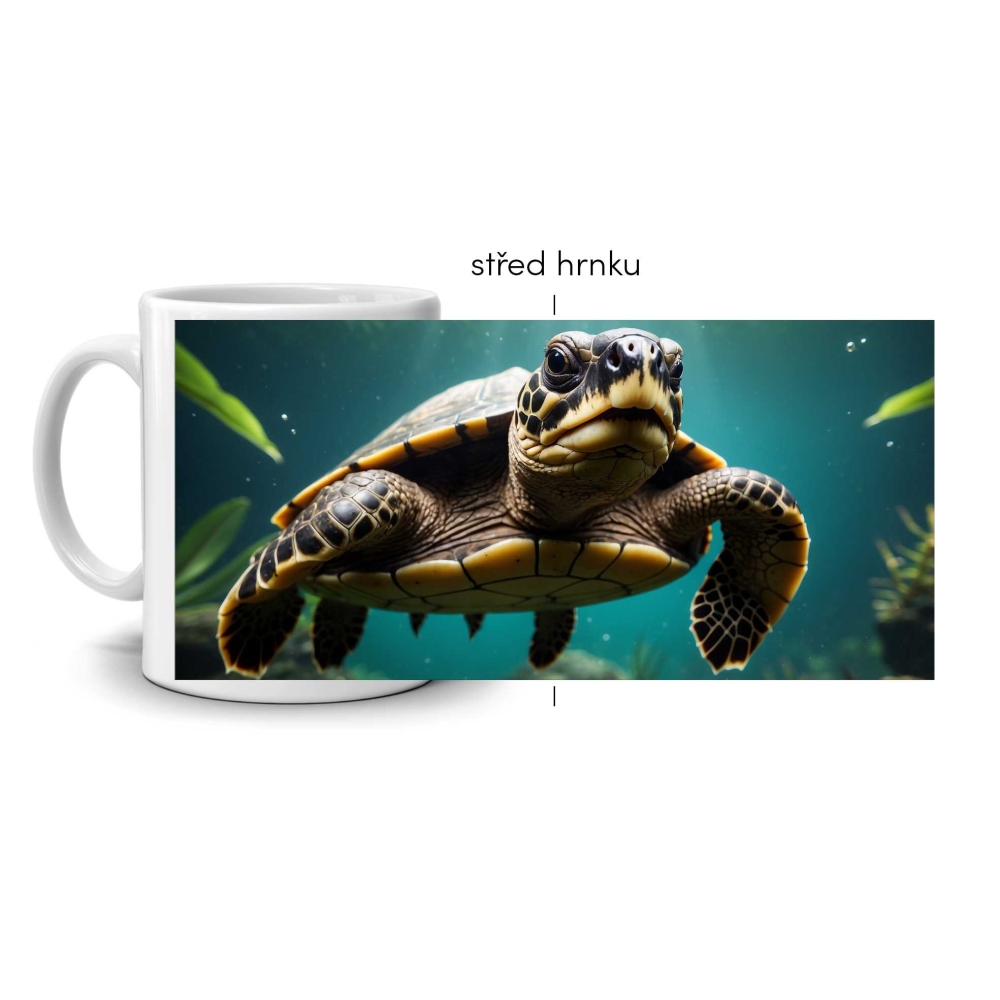 Fehér kerámia bögre 330ml képpel - tengeri teknős