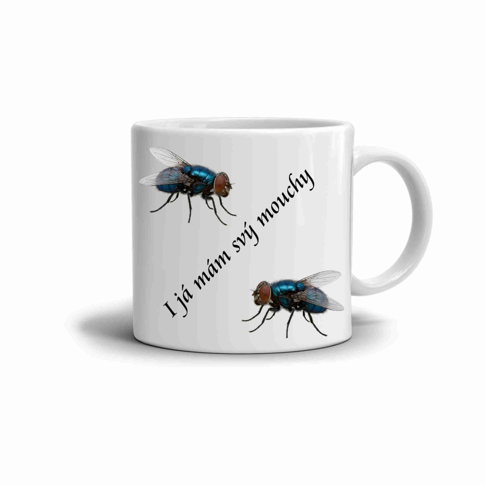 Fehér kerámia bögre 330ml képpel - legyek 2