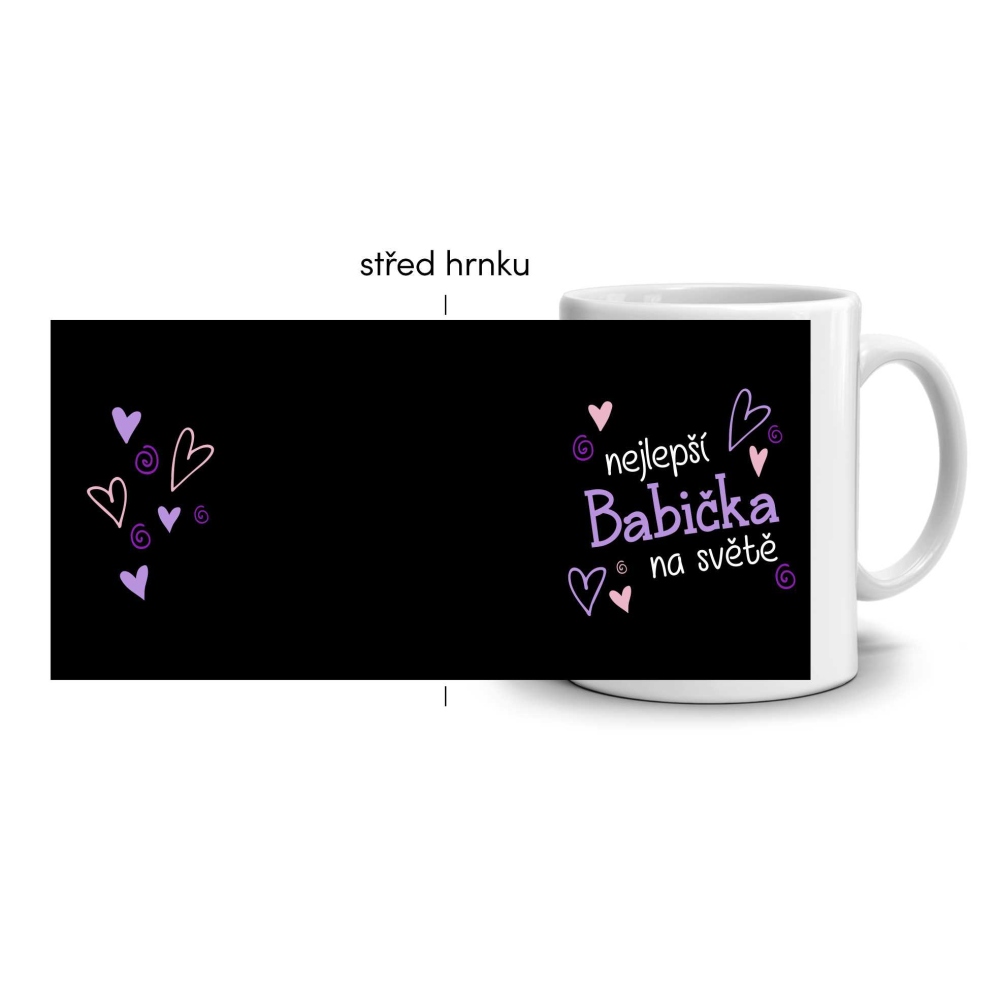 Fehér kerámia bögre 330ml képpel - legjobb nagymama (sötét téma)