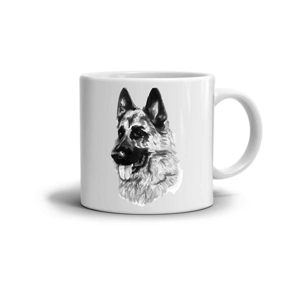 Fehér kerámia bögre 330ml képpel - Német Juhász 2